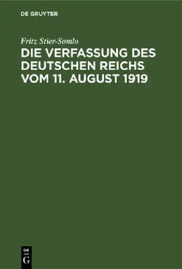 Cover of Die Verfassung Des Deutschen Reichs Vom 11. August 1919