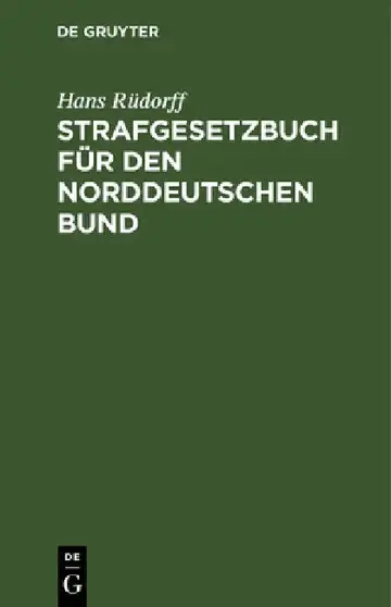 Cover of Strafgesetzbuch Für Den Norddeutschen Bund