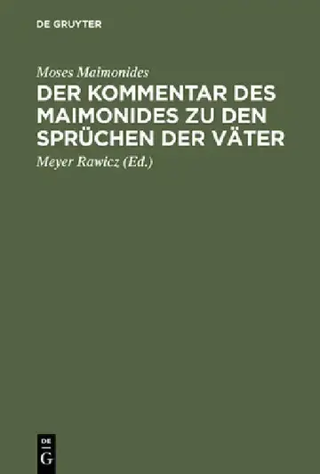 Cover of Der Kommentar Des Maimonides Zu Den Sprüchen Der Väter