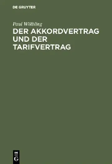 Cover of Der Akkordvertrag Und Der Tarifvertrag