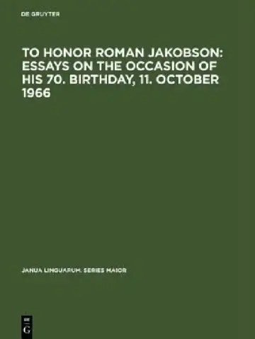Cover of To Honor Roman Jakobson