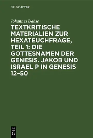 Cover of Textkritische Materialien Zur Hexateuchfrage, Teil 1