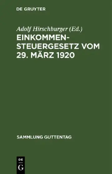 Cover of Einkommensteuergesetz Vom 29. März 1920