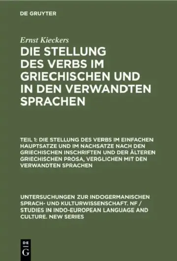 Cover of Die Stellung Des Verbs Im Einfachen Hauptsatze Und Im Nachsatze Nach Den Griechischen Inschriften Und Der Älteren Griechischen Prosa, Verglichen Mit D