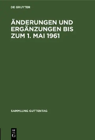 Cover of Änderungen Und Ergänzungen Bis Zum 1. Mai 1961