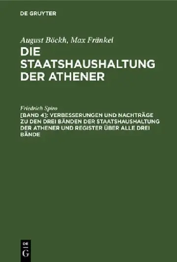 Cover of Verbesserungen Und Nachträge Zu Den Drei Bänden Der Staatshaushaltung Der Athener Und Register Über Alle Drei Bände