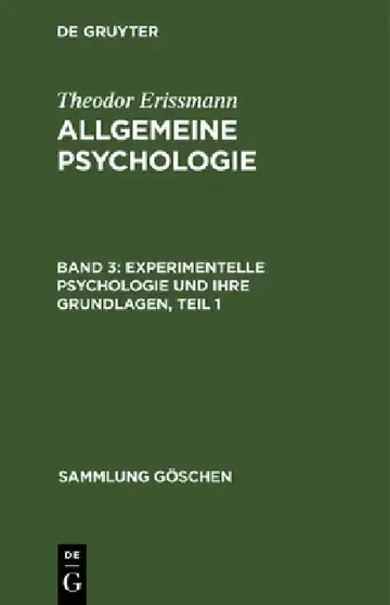 Cover of Experimentelle Psychologie und ihre Grundlagen, Teil 1