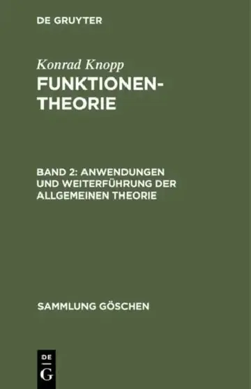 Cover of Anwendungen und Weiterführung der allgemeinen Theorie