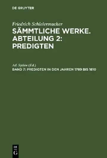 Cover of Predigten in den Jahren 1789 bis 1810