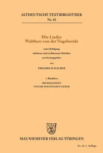Cover of Die Lieder Walthers von der Vogelweide