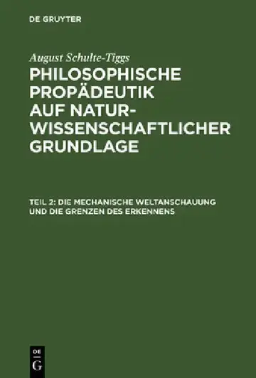 Cover of Die Mechanische Weltanschauung Und Die Grenzen Des Erkennens