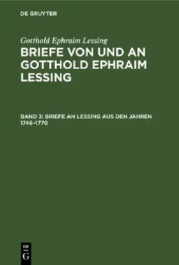 Cover of Briefe an Lessing Aus Den Jahren 1746-1770