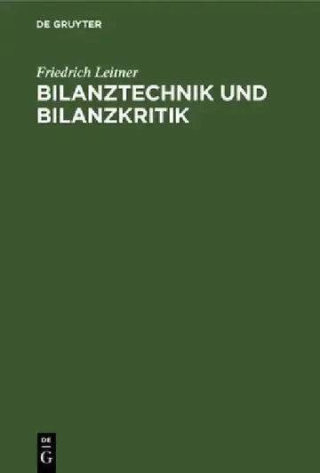 Cover of Bilanztechnik Und Bilanzkritik