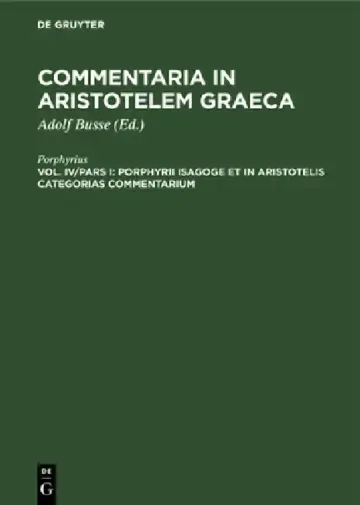 Cover of Porphyrii Isagoge Et in Aristotelis Categorias Commentarium