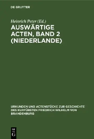 Cover of Auswärtige Acten, Band 2 (Niederlande)