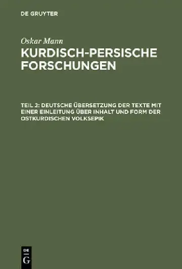Cover of Deutsche Übersetzung Der Texte Mit Einer Einleitung Über Inhalt Und Form Der Ostkurdischen Volksepik