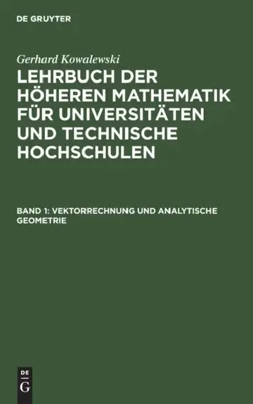 Cover of Vektorrechnung Und Analytische Geometrie