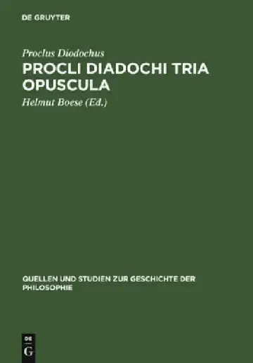 Cover of Procli Diadochi Tria Opuscula