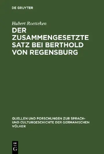 Cover of Der zusammengesetzte Satz bei Berthold von Regensburg