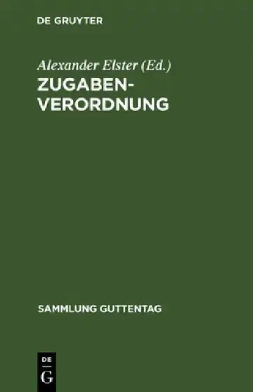 Cover of Zugaben-Verordnung
