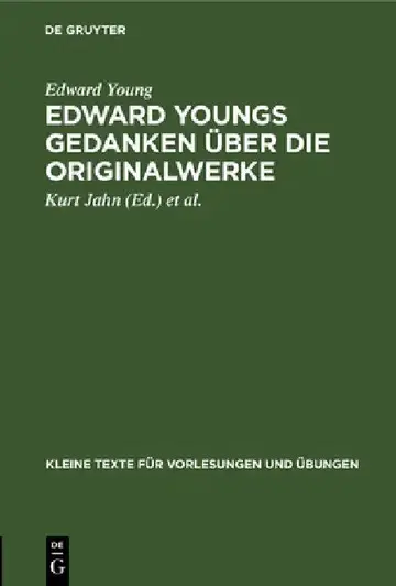 Cover of Edward Youngs Gedanken Über Die Originalwerke