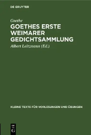 Cover of Goethes Erste Weimarer Gedichtsammlung