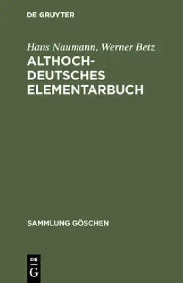 Cover of Althochdeutsches Elementarbuch