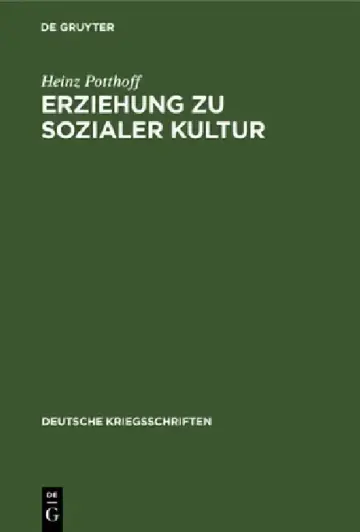 Cover of Erziehung Zu Sozialer Kultur