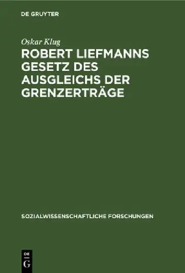 Cover of Robert Liefmanns Gesetz des Ausgleichs der Grenzerträge