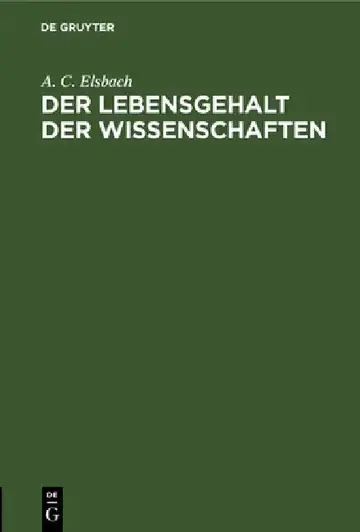 Cover of Der Lebensgehalt Der Wissenschaften