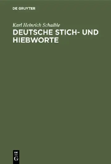 Cover of Deutsche Stich- und Hiebworte
