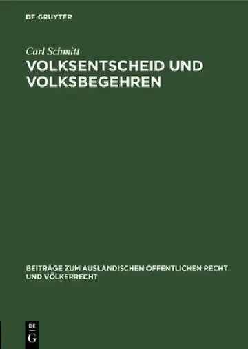 Cover of Volksentscheid Und Volksbegehren