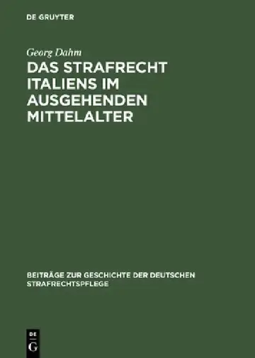 Cover of Das Strafrecht Italiens Im Ausgehenden Mittelalter