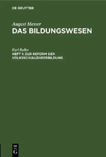 Cover of Zur Reform Der Volksschullehrerbildung