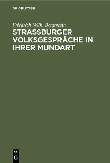 Cover of Strassburger Volksgespräche in ihrer Mundart