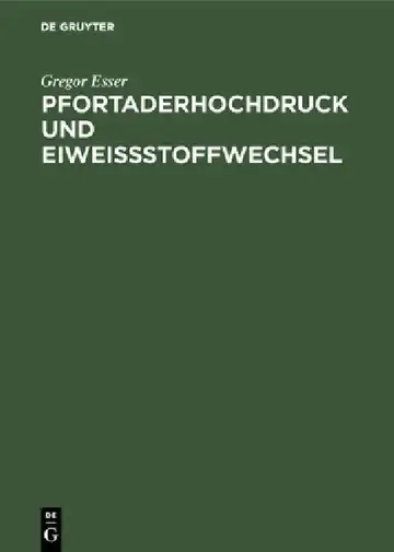 Cover of Pfortaderhochdruck und Eiweißstoffwechsel