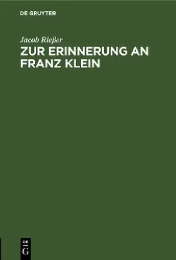 Cover of Zur Erinnerung an Franz Klein