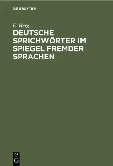 Cover of Deutsche Sprichwörter Im Spiegel Fremder Sprachen