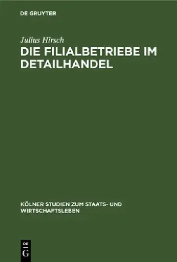 Cover of Die Filialbetriebe Im Detailhandel
