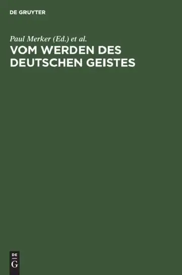 Cover of Vom Werden Des Deutschen Geistes