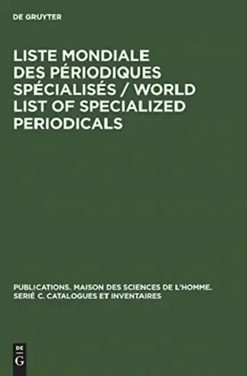 Cover of Liste mondiale des périodiques spécialisés / World list of specialized periodicals