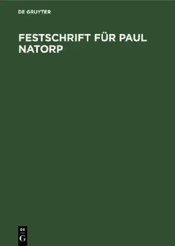 Cover of Festschrift Für Paul Natorp