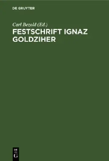 Cover of Festschrift Ignaz Goldziher