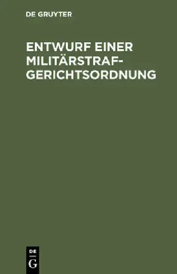 Cover of Entwurf einer Militärstrafgerichtsordnung