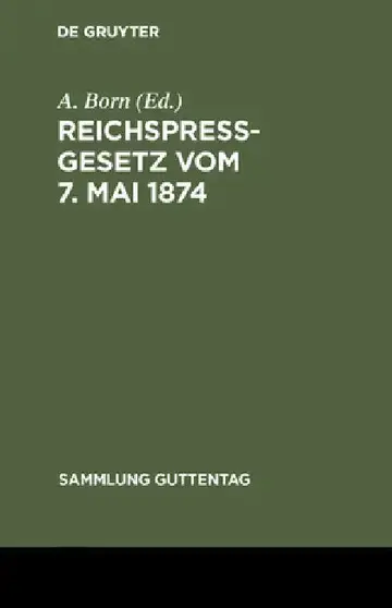 Cover of Reichspreßgesetz vom 7. Mai 1874