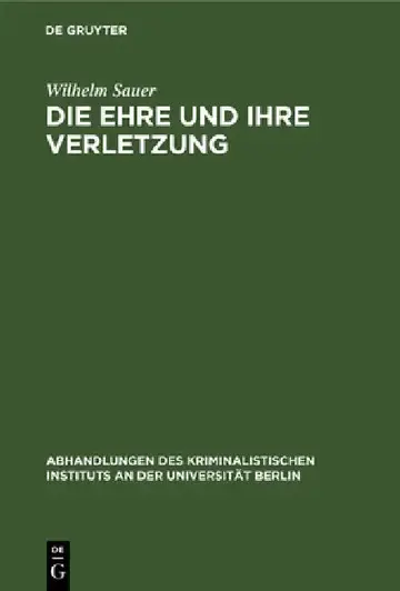 Cover of Die Ehre und ihre Verletzung