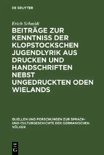 Cover of Beiträge Zur Kenntniss Der Klopstockschen Jugendlyrik Aus Drucken Und Handschriften Nebst Ungedruckten Oden Wielands
