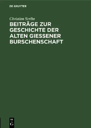 Cover of Beiträge Zur Geschichte Der Alten Gießener Burschenschaft