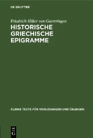 Cover of Historische Griechische Epigramme