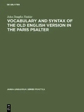 Cover of Vocabulary and Syntax of the Old English Version in the Paris Psalter
